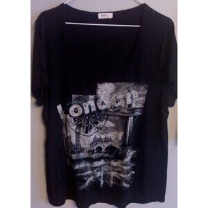 Madison & Berkely Women's Black Short Sleeve Graphic Tee Studs London No Size